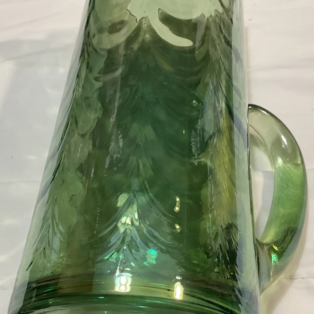 Green Glass Pitcher with Handle
